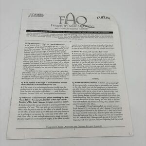 Magic the Gathering FAQ & General Rulings Summary for Fourth Edition Rules WOTC